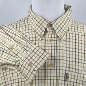 Barbour Men's Tan Mauve and Navy Checkered XXL LSS